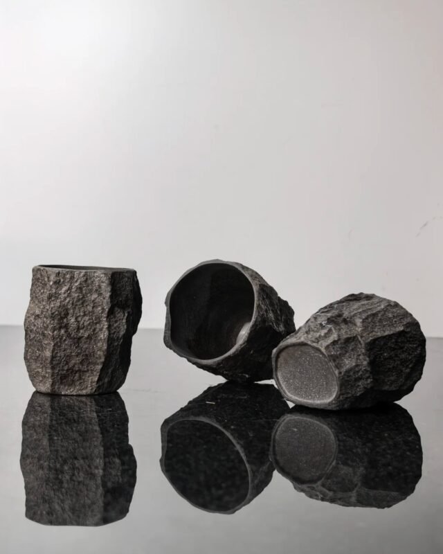 Hand-Chiseled Moraine Stone Tea Cup