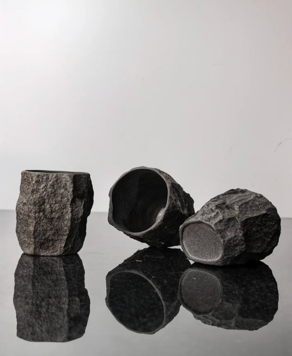Hand-Chiseled Moraine Stone Tea Cup
