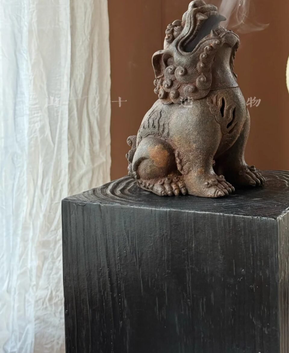 Vintage Chaotianhou Iron Lion Incense Burner