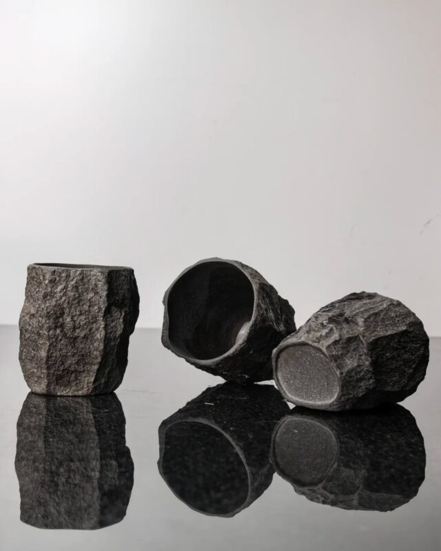 Hand-Chiseled Moraine Stone Tea Cup